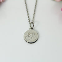 Stainless Steel Cycling Charm Necklace, Bicycle Charm, N581