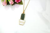 Gold Cactus Charm Necklace, Gold Cactus Charm, Mini Cacti Pot Charm, Red Flower Cactus Jewelry, Personalized Gift, Christmas Gift, N601