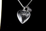 Dandelion Seed Heart Necklace, Pressed Flower Jewelry, Initial Charm