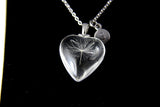 Best Christmas Gift, Dandelion Charm Necklace, Wish Gift, One Seed Dandelion Heart Charm, Pressed Flowers Jewelry, Gardening Gift, N1005