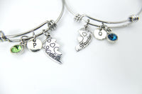 Silver Mother Daughter Charm Bracelet, Mother Charm Bangle, Daughter Charm, Mother daughter Gift, Personalized Gift, Christmas Gift, N742