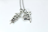 Silver Caduceus Charm Medical Syringe Charm Necklace, Caduceus Charm, Medical Syringe Charm, Personalized Gift, Christmas Gift, N760