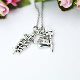 Silver Caduceus Charm Medical Syringe Charm Necklace, Caduceus Charm, Medical Syringe Charm, Personalized Gift, Christmas Gift, N760