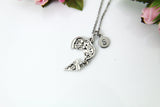 Silver Pizza Slice Charm Necklace, Personalized Initial