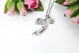 Silver Pizza Slice Charm Necklace, Personalized Initial