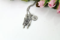 Silver Torah Scroll Star of David Charm Necklace, Personalized Christmas Gift, N373B