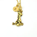 Giraffe Necklace, Gold Giraffe Charm Necklace, Zoo Charm, Animal Charm, Safari Charm, Giraffe Jewelry, Zookeeper Gift Personalized Gift N427