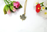 Gray Maple Leaf Necklace, Gold Maple Leaf Charm Necklace, Maple Leaf Charm, Fall Autumn Jewelry Gift, Personalized Christmas Gift, N840