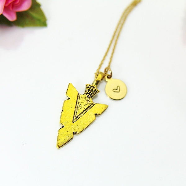 Arrowhead Necklace, Gold Arrowhead Charm Necklace, Sagittarius Charm, Spear Charm Necklace, Tool Charm,Personalized Christmas Gift N848