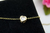 Gold Heart Charm Necklace, Heart Charm, Diamond Zirconia Charm, Personalized Christmas Gift, N868