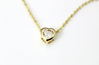 Gold Heart Charm Necklace, Heart Charm, Diamond Zirconia Charm, Personalized Christmas Gift, N868