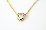 Gold Heart Necklace, Zirconia Charm, N868