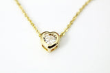 Gold Heart Necklace, Zirconia Charm, N868