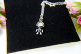 Silver Astronaut Charm Necklace, Astronaut Charm, Space Jewelry, Personalized Christmas Gift, N909