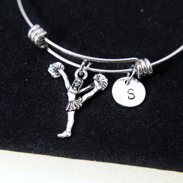Silver Cheer Cheerleading Charm Bracelet, Cheerleader Charm, Personalized Customized Jewelry Gift, N922