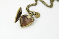 Heart Locket Pendant Necklace, Love Necklace, Keepsake Photo Frame Charm, Personalized Customized Jewelry Gift, L009