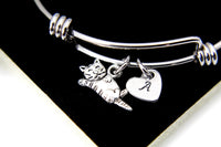 Silver Cat Charm Bracelet, Cute Cat Charm, Animal Charm, Pet Gift, Cat Person Gift, Cat Lover Gift, Personalized Gift, N976