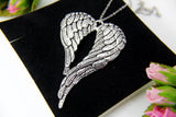 Large Silver Guardian Angel Wing Necklace, Stainless Steel Chain