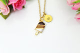 Ice Cream Necklace, Gold Ice Cream Charm, Food Charm, Foodie Gift, Brown Ice Cream Charm, Dainty, Girlfriend Gift,Personalized Gift, N1045