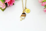 Ice Cream Necklace, Gold Ice Cream Charm, Food Charm, Foodie Gift, Brown Ice Cream Charm, Dainty, Girlfriend Gift,Personalized Gift, N1045