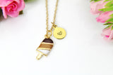 Ice Cream Necklace, Gold Ice Cream Charm, Food Charm, Foodie Gift, Brown Ice Cream Charm, Dainty, Girlfriend Gift,Personalized Gift, N1045