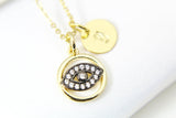 Evil Eye Necklace, Gold Evil Eye Charm, Black Evil Eye Charm, Mothers Day Gift, Dainty Necklace, Delicate, Minimal, Personalized Gift, G010