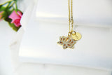 Lotus Necklace, Gold Lotus Charm, CZ Diamond Jewelry, Mothers Day Gift, Dainty Necklace, Delicate, Minimal, Personalized Gift, G013