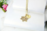 Lotus Necklace, Gold Lotus Charm, CZ Diamond Jewelry, Mothers Day Gift, Dainty Necklace, Delicate, Minimal, Personalized Gift, G013
