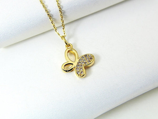 Butterfly Necklace, Gold Butterfly Necklace, CZ Diamond Gift, Sister Gift, Dainty Necklace, Delicate Minimal, Personalized Gift, G024