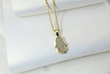 Hamsa Necklace, Gold Hamsa Hand Necklace, CZ Diamond Gift, Sister Gift, Dainty Necklace, Delicate Minimal, Girl Gift, Woman Gift, G025