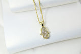 Hamsa Necklace, Gold Hamsa Hand Necklace, CZ Diamond Gift, Sister Gift, Dainty Necklace, Delicate Minimal, Girl Gift, Woman Gift, G025