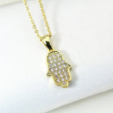 Hamsa Necklace, Gold Hamsa Hand Necklace, CZ Diamond Gift, Sister Gift, Dainty Necklace, Delicate Minimal, Girl Gift, Woman Gift, G025