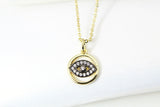 Evil Eye Necklace, Gold Black Evil Eye Necklace, CZ Diamond Gift, Sister Gift, Dainty Necklace, Delicate Minimal, Girl Gift, Woman Gift G026