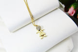 Girl Necklace, Gold Girl Charm, CZ Diamond Jewelry, Sister Gift, Dainty Necklace, Delicate Minimal, Girl Gift, Mom Gift, G032