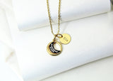 Moon Necklace, Gold Crescent Moon Charm, CZ Diamond Jewelry, Dainty Necklace, Delicate Minimal Necklace, Personalized Gift, G037
