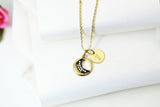 Moon Necklace, Gold Crescent Moon Charm, CZ Diamond Jewelry, Dainty Necklace, Delicate Minimal Necklace, Personalized Gift, G037