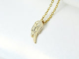 Best Christmas Gift, Gold Guardian Angel Necklace, TINY Gold Angel Wing Charm Necklace, Dainty Delicate Mothers Day Gift, Sister Gift, G055