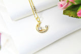 Moon Star Necklace, Gold Crescent Moon Star Necklace, Celestial Jewelry, Dainty Necklace, Delicate, Best Friend Gift, Sister Gift, G057