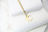 Crescent Necklace, Gold Moon Necklace, Celestial Jewelry, Dainty Necklace, Delicate, Mothers Day Gift, Best Friend Gift, Sister Gift, G075