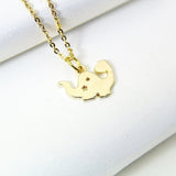 TINY Cute Gold Dinosaur Necklace, Dainty Necklace, N4977