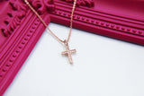 Cross Necklace, Rose Gold Cross Charm, Latin Cross Charm, Protective Gift, Dainty Necklace, Rose Gold Necklace, Personalized Gift,RG001