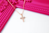 Cross Necklace, Rose Gold Cross Charm, Latin Cross Charm, Protective Gift, Dainty Necklace, Rose Gold Necklace, Personalized Gift,RG001