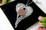 Large Silver Guardian Angel Wing Necklace, Stainless Steel Chain