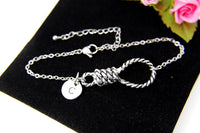 Silver Lasso Charm Bracelet, Lasso Knot Charm, Rope Charm, Lasso Charm, Knot Charm, Gothic Occult Jewelry, N1034