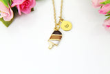 Ice Cream Necklace, Gold Ice Cream Charm, Food Charm, Foodie Gift, Brown Ice Cream Charm, Dainty, Girlfriend Gift,Personalized Gift, N1045