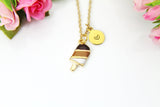 Ice Cream Necklace, Gold Ice Cream Charm, Food Charm, Foodie Gift, Brown Ice Cream Charm, Dainty, Girlfriend Gift,Personalized Gift, N1045