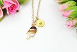 Ice Cream Necklace, Gold Ice Cream Charm, Food Charm, Foodie Gift, Brown Ice Cream Charm, Dainty, Girlfriend Gift,Personalized Gift, N1045