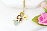 Mermaid Necklace, Blue Mermaid Charm, N280