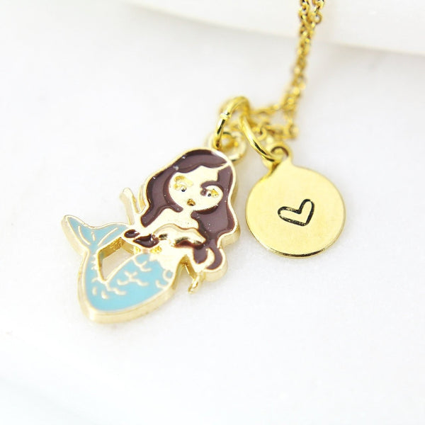 Mermaid Necklace, Blue Mermaid Charm, N280