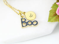 Boo Necklace, Black Boo Charm, Halloween Charm, Halloween Gift, Girlfriend Gift, Personalized Gift, Best Friend Gift, Sister Gift, G158